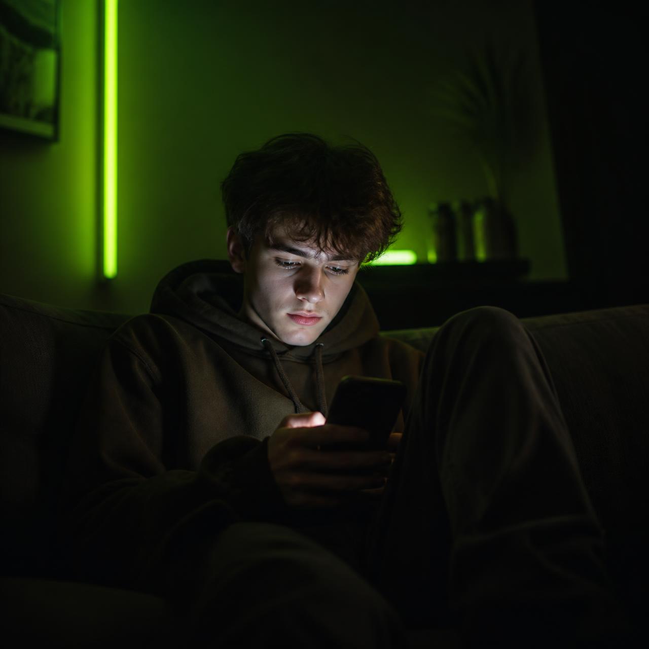 Person completing AI tasks on a smartphone at home
